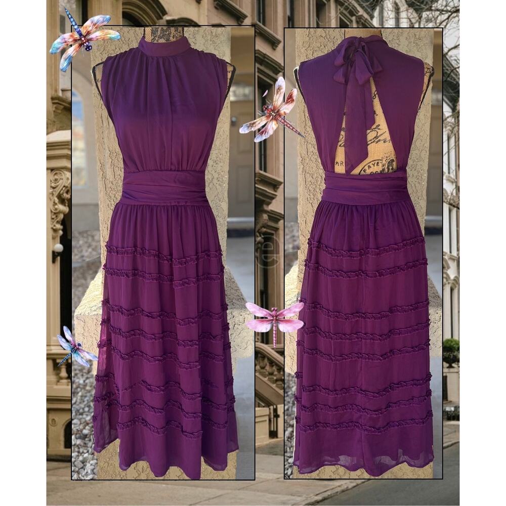 Lulu's Purple Tiered Midi Dress - Picture 6 of 10